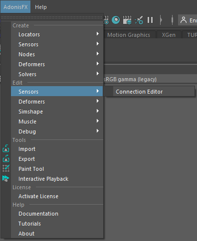 AdonisFX Menu Edit Sensors