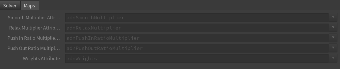 relax parameter template maps tab