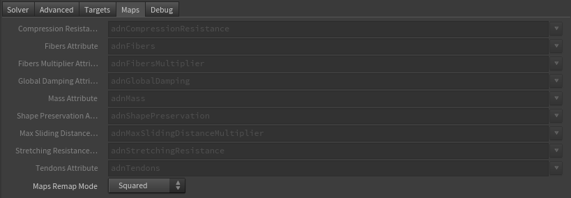 AdnRibbonMuscle parameter template maps tab