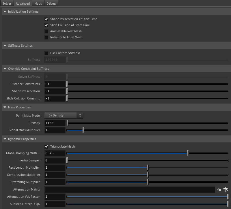 AdnSimshape parameter template advanced tab