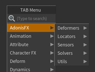 AdonisFX TAB menu