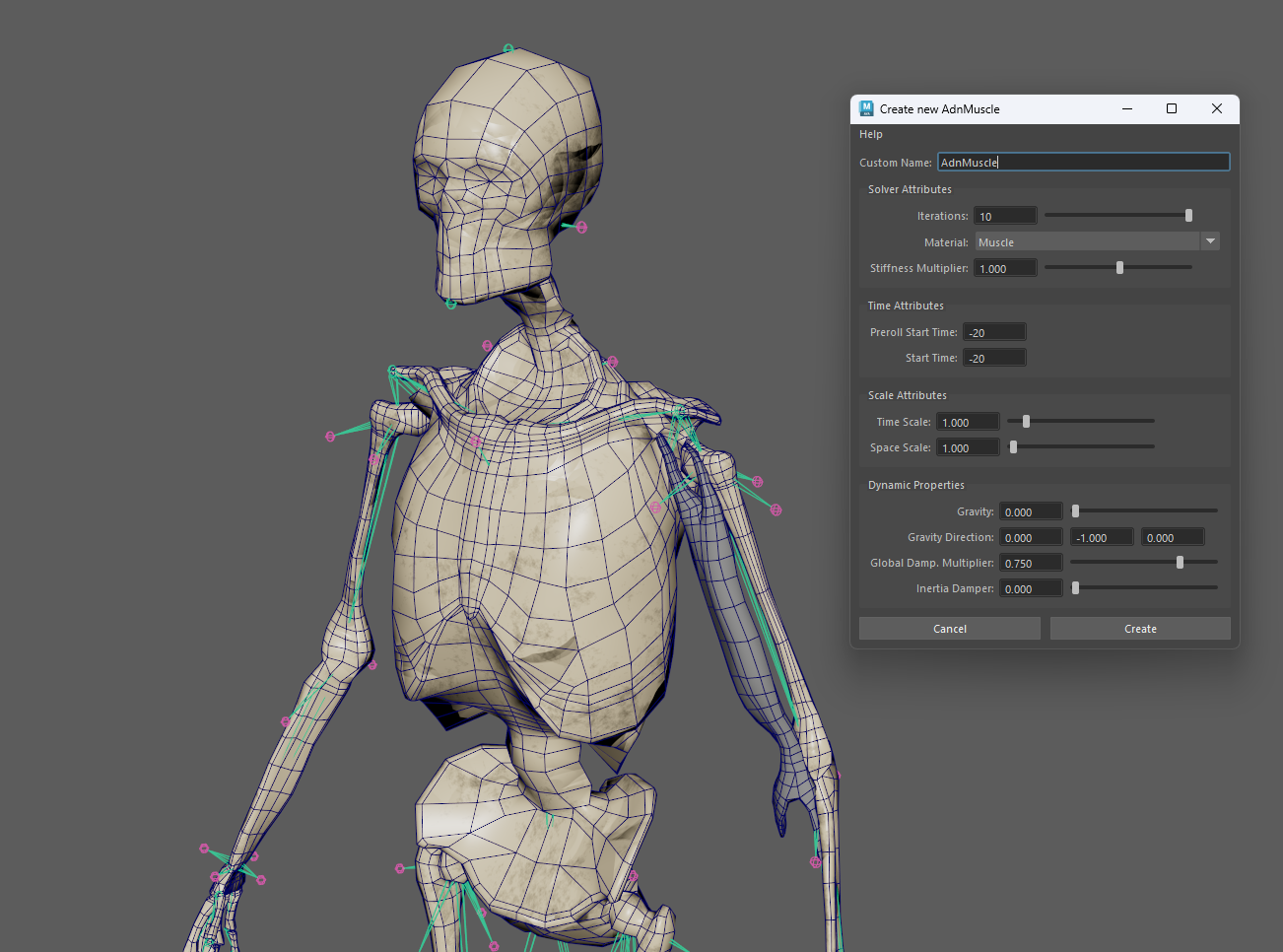 AdnMuscle custom creation UI