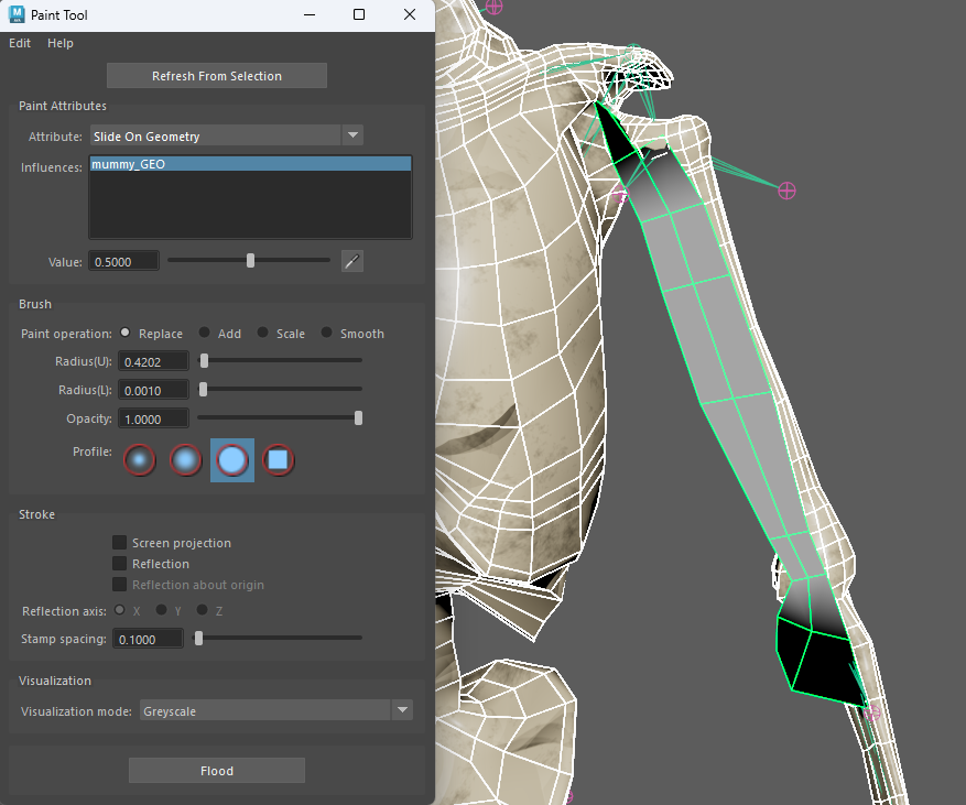 Slide on geometry weights for planar biceps