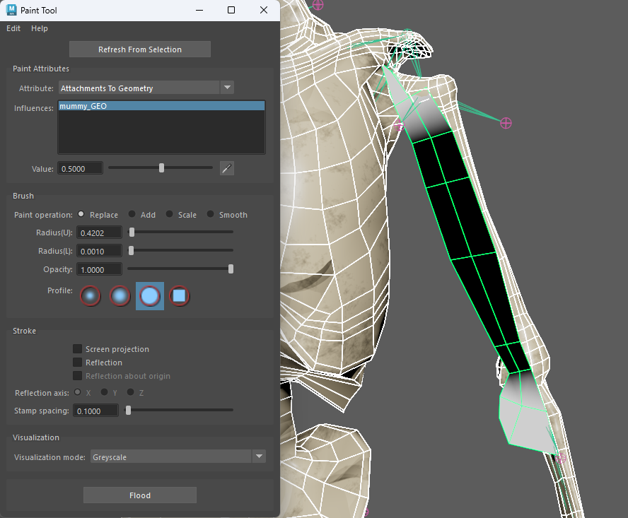 Geometry Attachment influences (meshes)