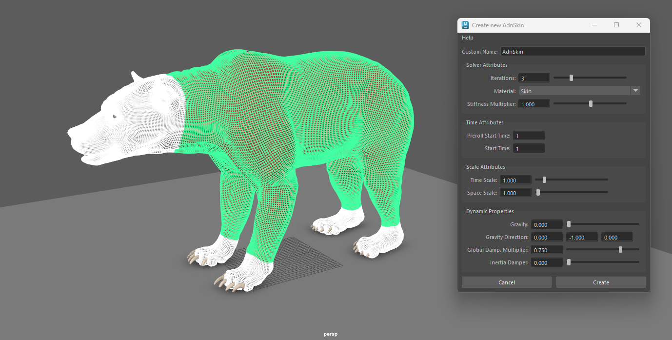 AdnSkin deformer creation scenario