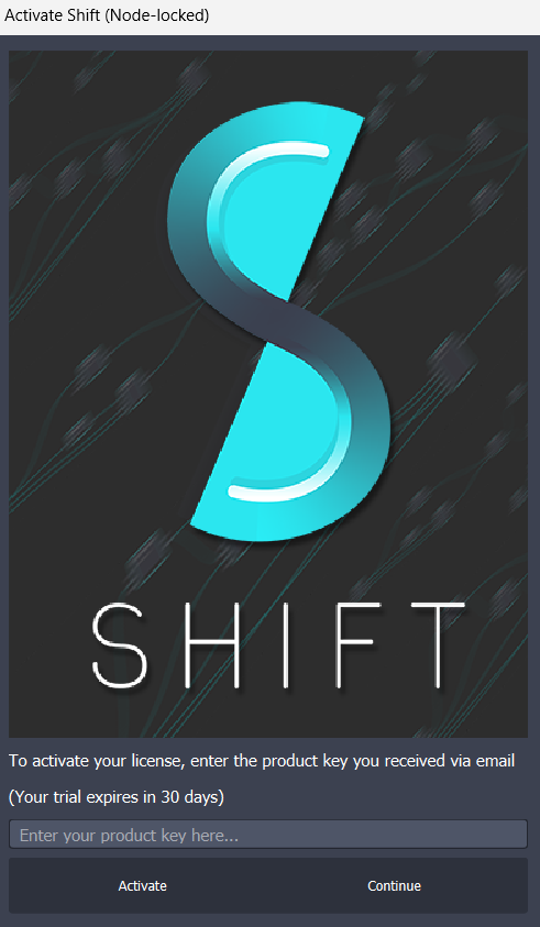 Shift License Activation Dialog